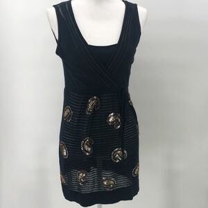 Nanette Lepore Black Gold Beaded Top M